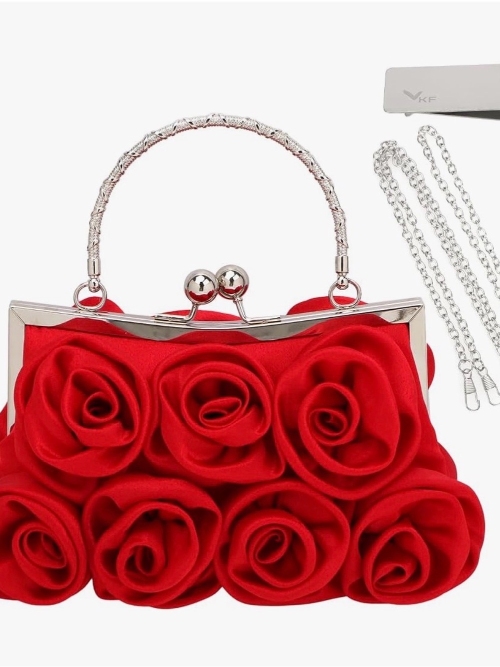 Kilofly Rose Clutch Red Evening Purse